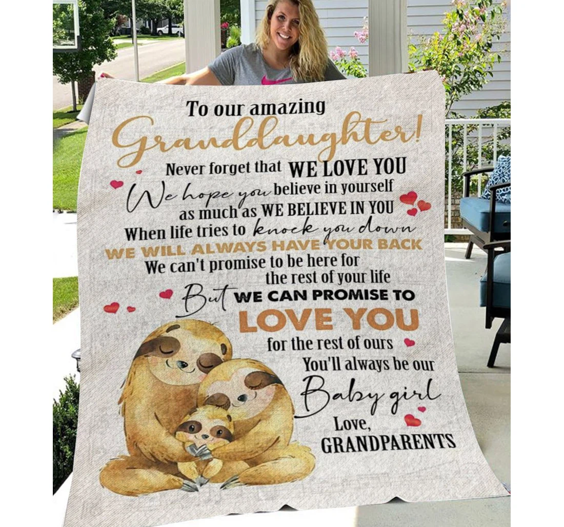 Throw Blanket, Quilt - Family To My Granddaughter We Will Always Have Your Back Sherpa Fleece