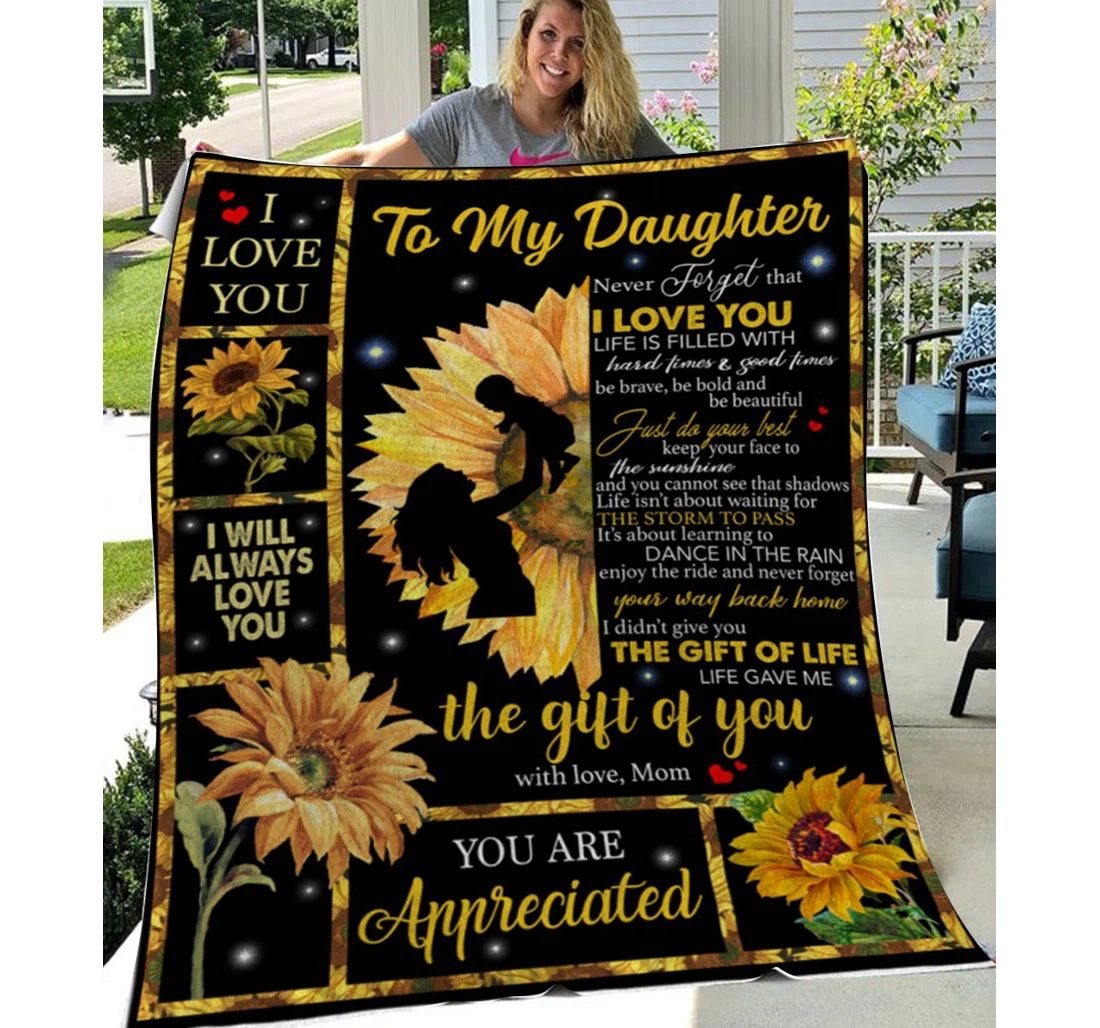 Throw Blanket, Quilt - Personalized To My Daughter Family -never Forget That I Love You Sherpa Fleece