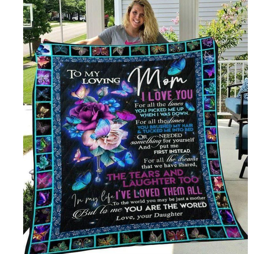 Throw Blanket, Quilt - To My Mom Family To Me You Are The World Sherpa Fleece