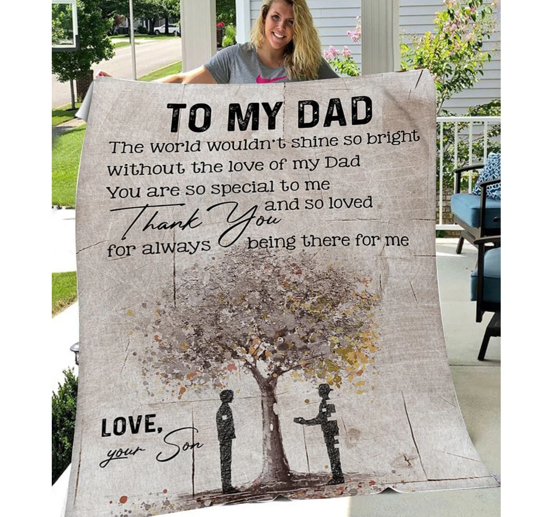 Throw Blanket, Quilt - Personalized To Dad Family Shine So Bright Sherpa Fleece