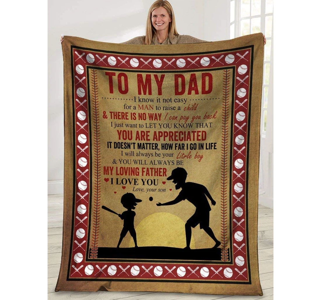 Throw Blanket, Quilt - Family To My Dad There's No Way I Can Pay You Back Sherpa Fleece