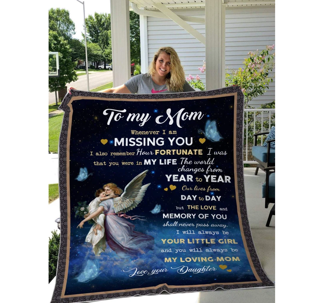 Throw Blanket, Quilt - To My Mom Family To My Mom I Will Be Your Little Girl Sherpa Fleece