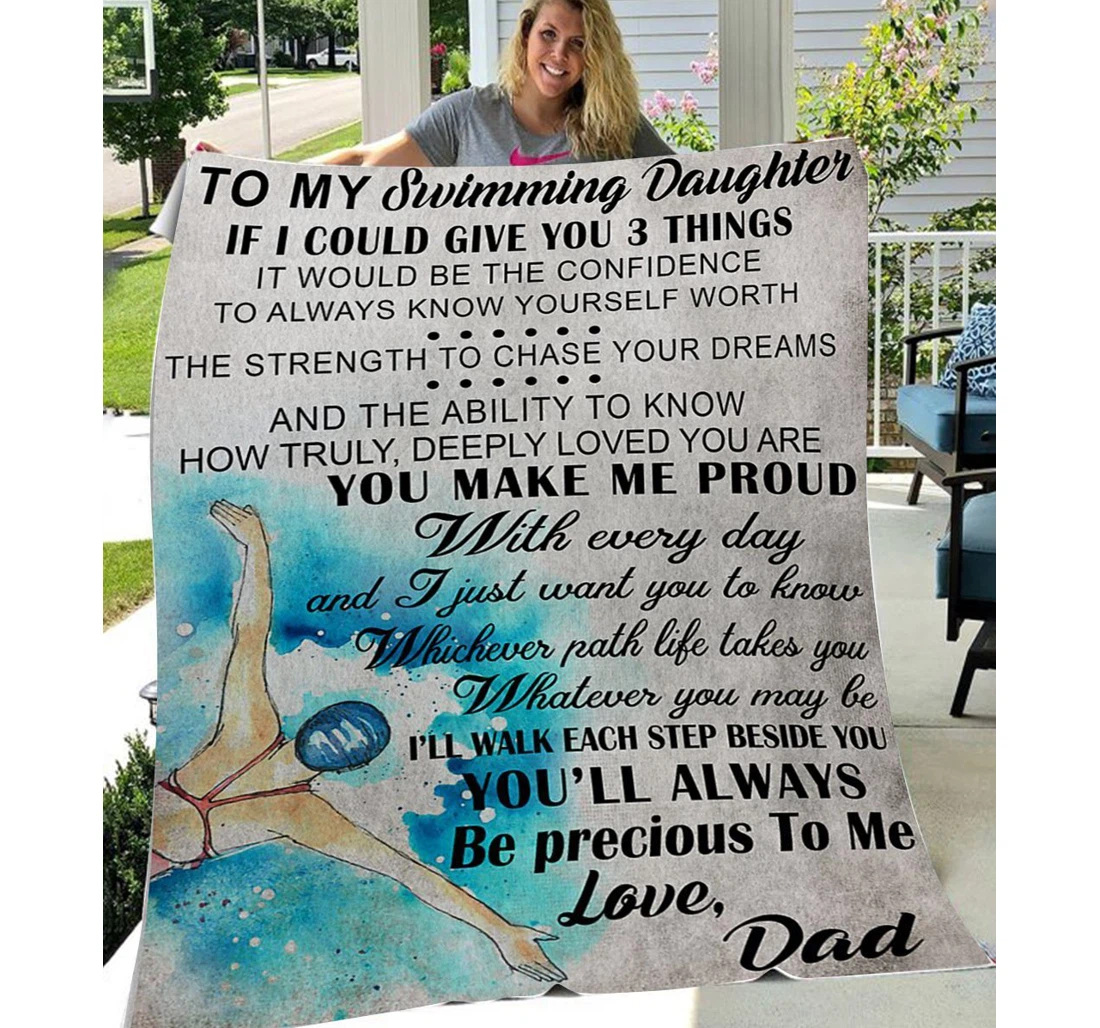 Throw Blanket, Quilt - Personalized To Daughter Family My Beautiful Swimming Girl Sherpa Fleece