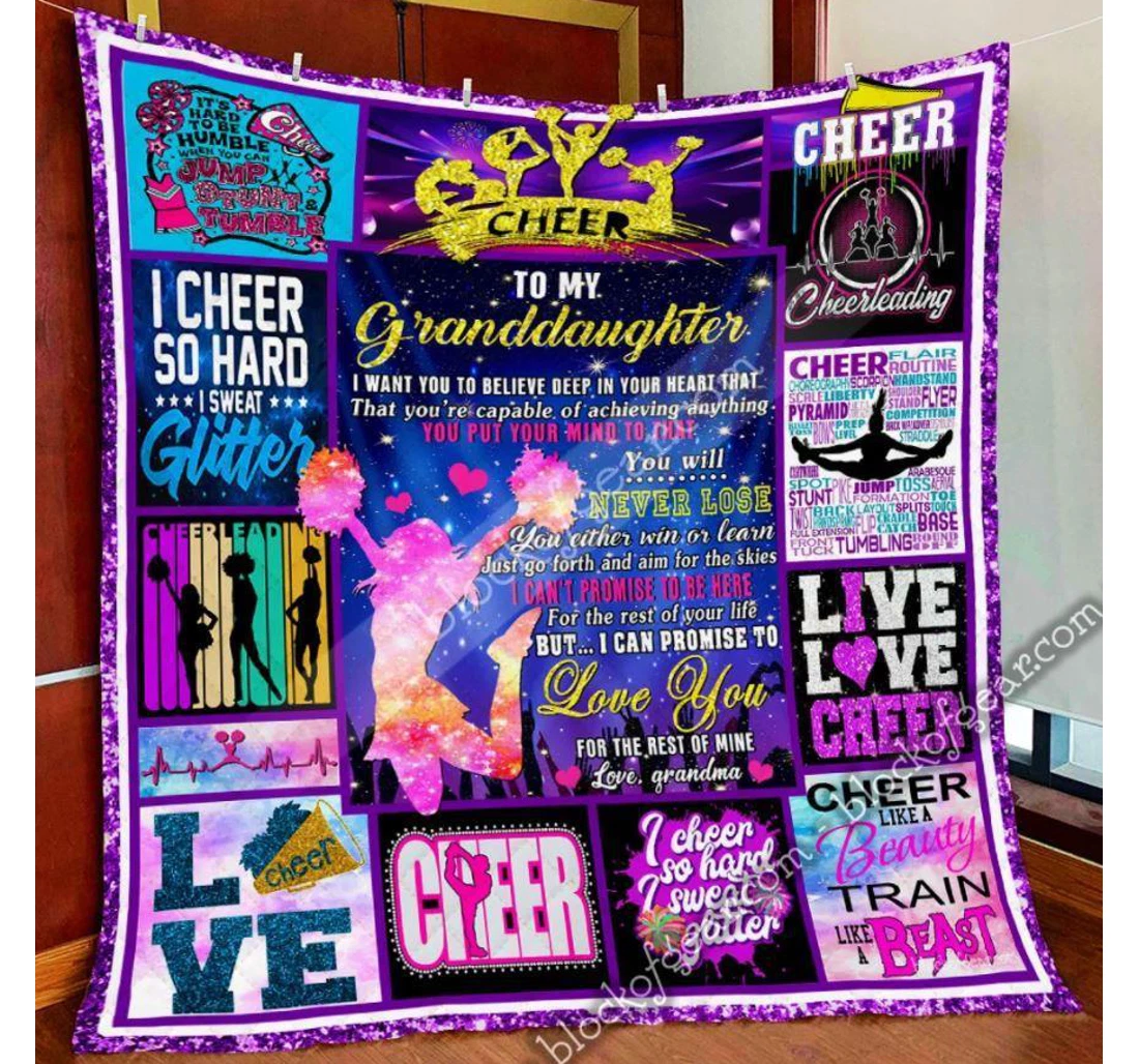 Throw Blanket, Quilt - To My Granddaughter Family Cheer So Hard I Sweat Sherpa Fleece