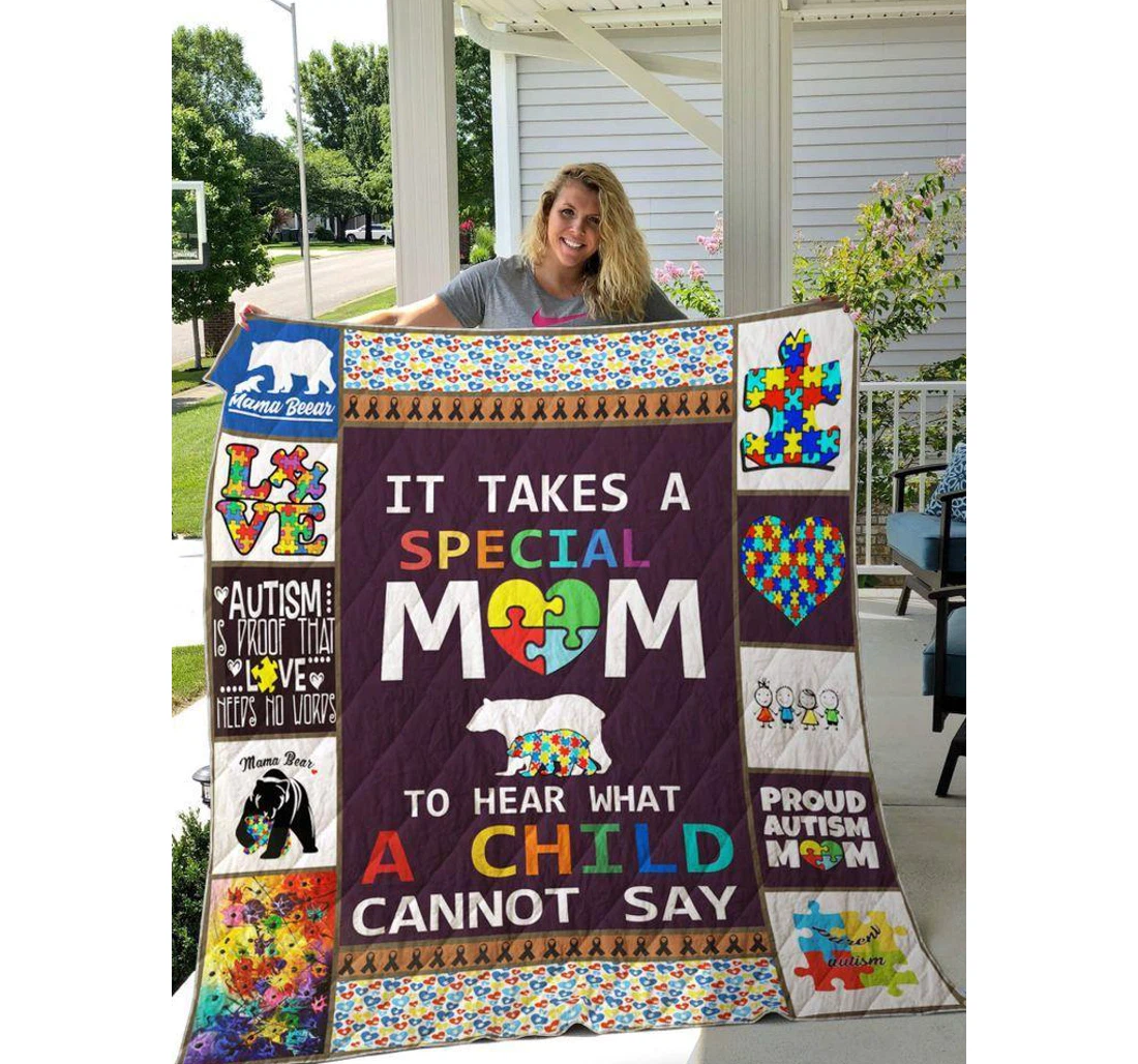 Throw Blanket, Quilt - Personalized To Mom Family Proud Autism Mom Sherpa Fleece