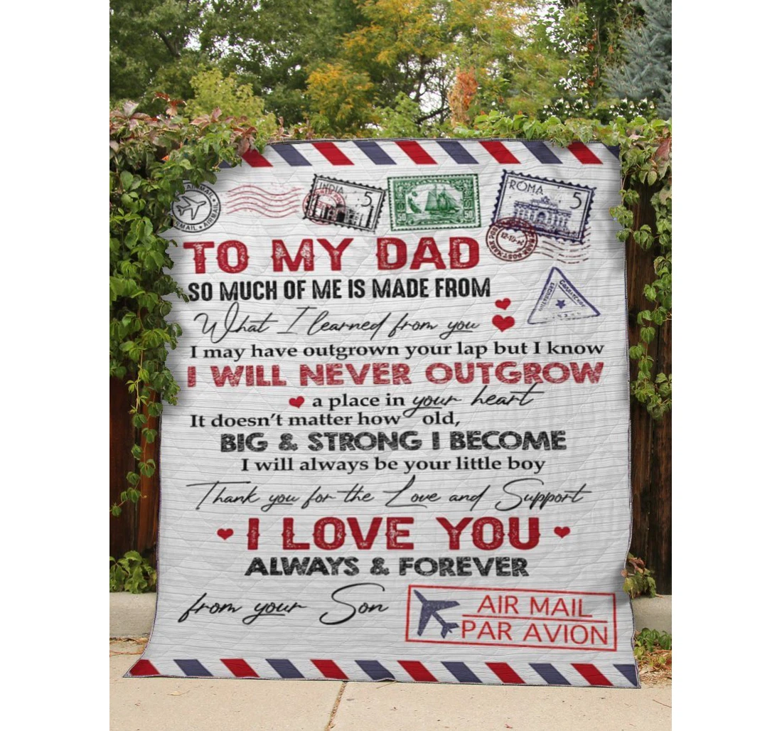 Throw Blanket, Quilt - Family To My Dad Big Strong I Become Sherpa Fleece