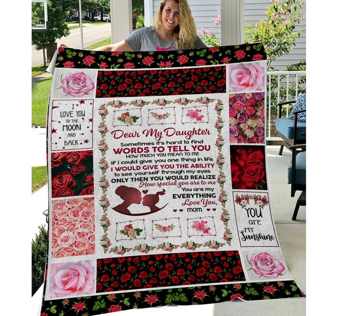 Throw Blanket, Quilt - Anl97 Personalized To My Daughter Family Rose My Little Rose Sherpa Fleece