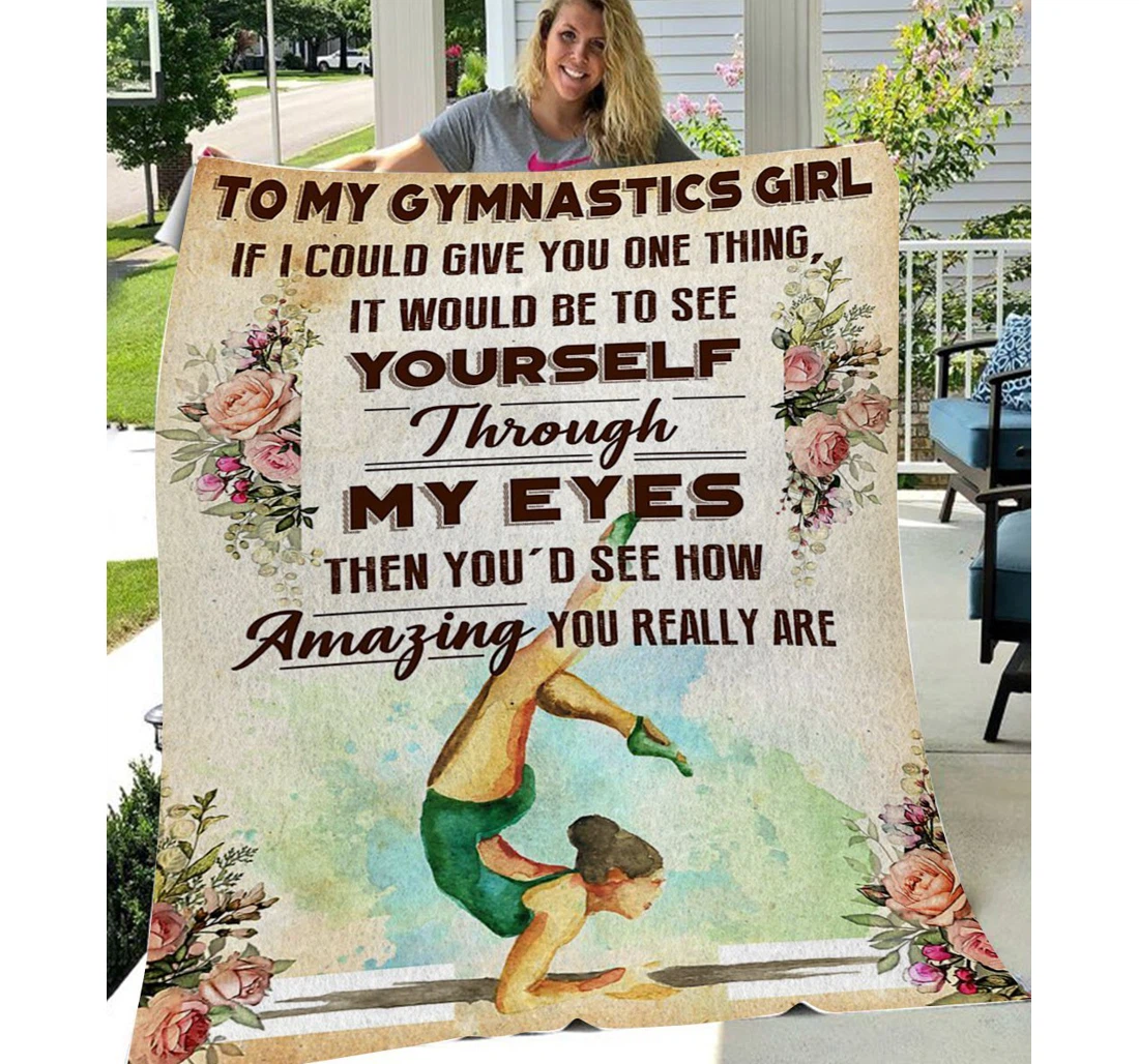 Throw Blanket, Quilt - Personalized To Daughter Family My Beautiful Gymnastic Girl Sherpa Fleece