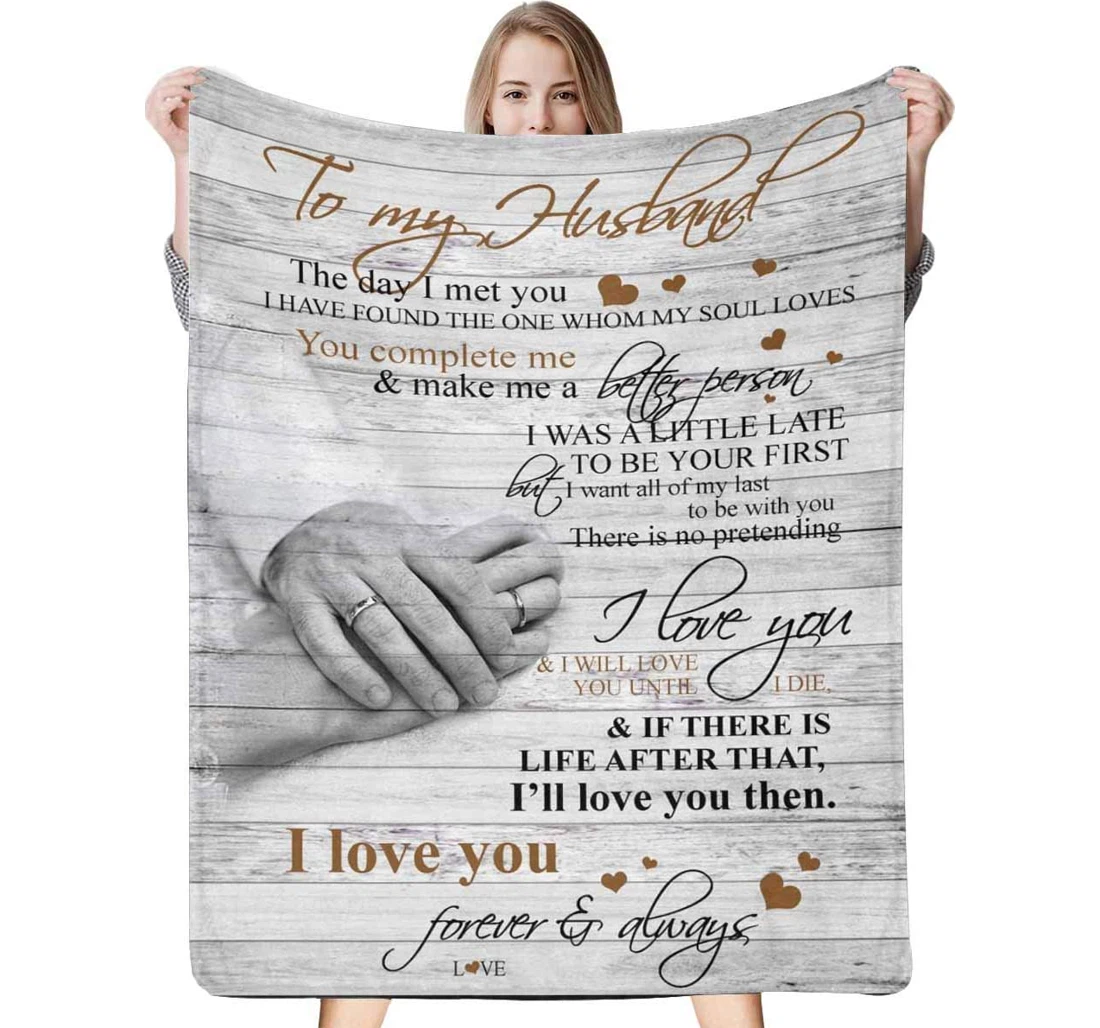 Throw Blanket, Quilt - To My Husband Family To My Husband The Day I Met You Sherpa Fleece