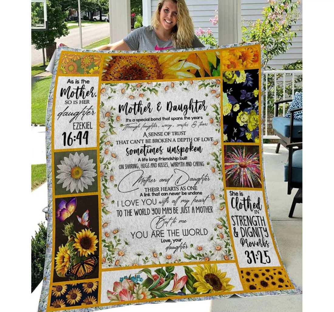Throw Blanket, Quilt - Anl97 Personalized To Mom Family You Are My World Sherpa Fleece