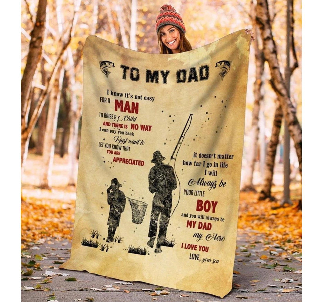 Throw Blanket, Quilt - Family To My Dad I'm Always Beside You Sherpa Fleece