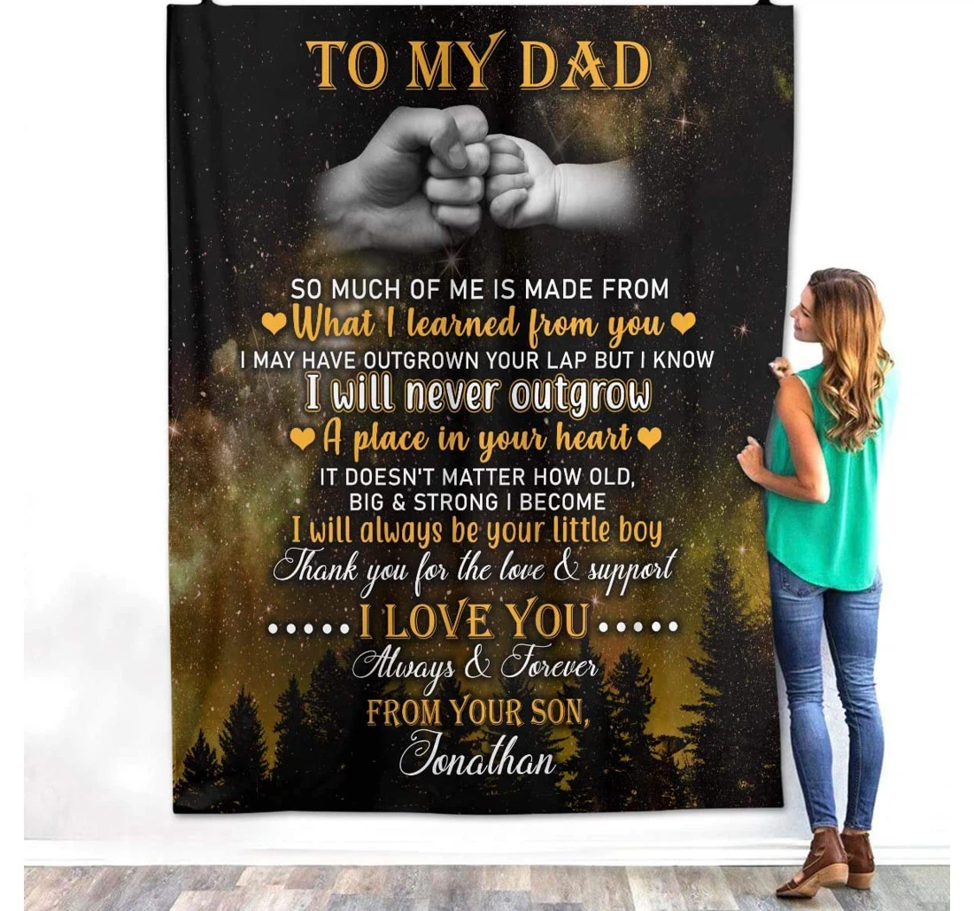 Throw Blanket, Quilt - Family To My Dad A Place In Your Heart Sherpa Fleece
