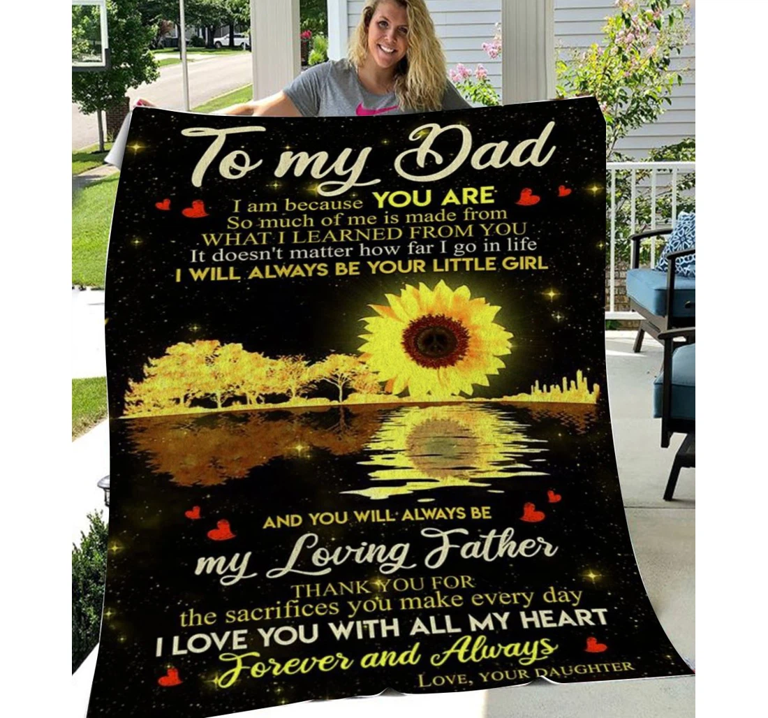 Throw Blanket, Quilt - Family To My Dad I Love You Forever Always Sherpa Fleece