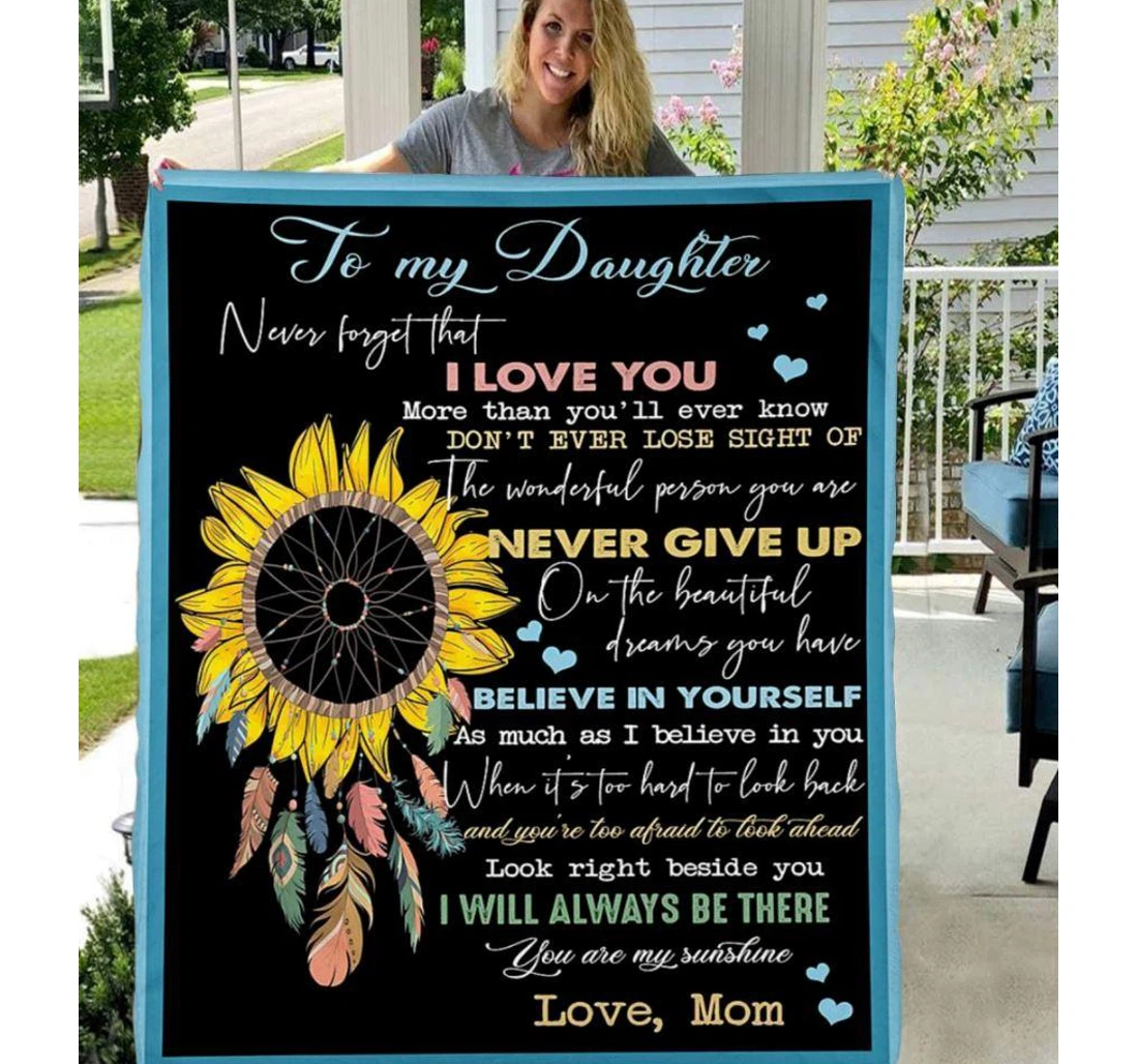 Throw Blanket, Quilt - Family To My Daughter Never Give Up Sherpa Fleece