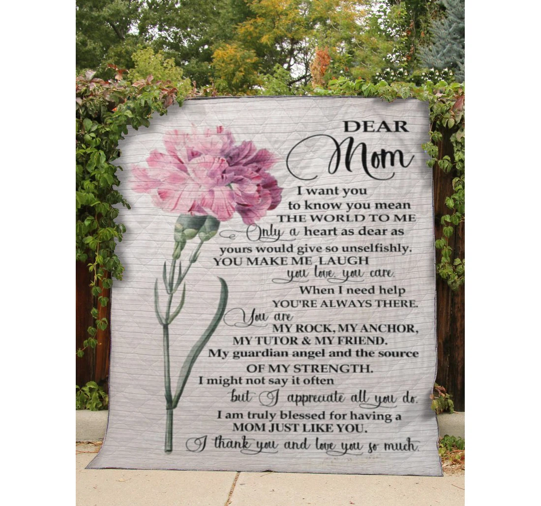 Throw Blanket, Quilt - Family To My Mom You Mean The World To Me Sherpa Fleece