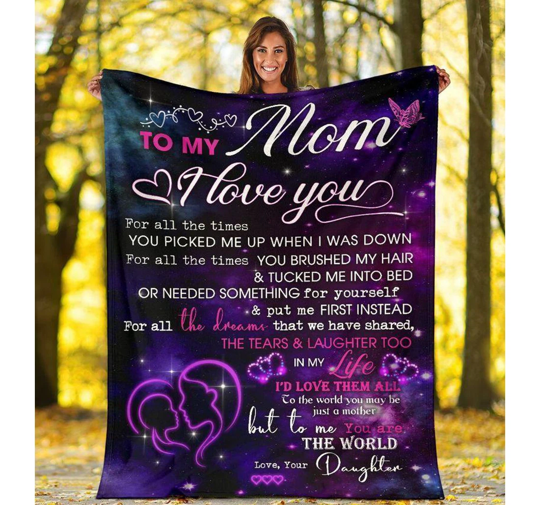 Throw Blanket, Quilt - To My Mom Family I Love You All The Times You Picked Sherpa Fleece