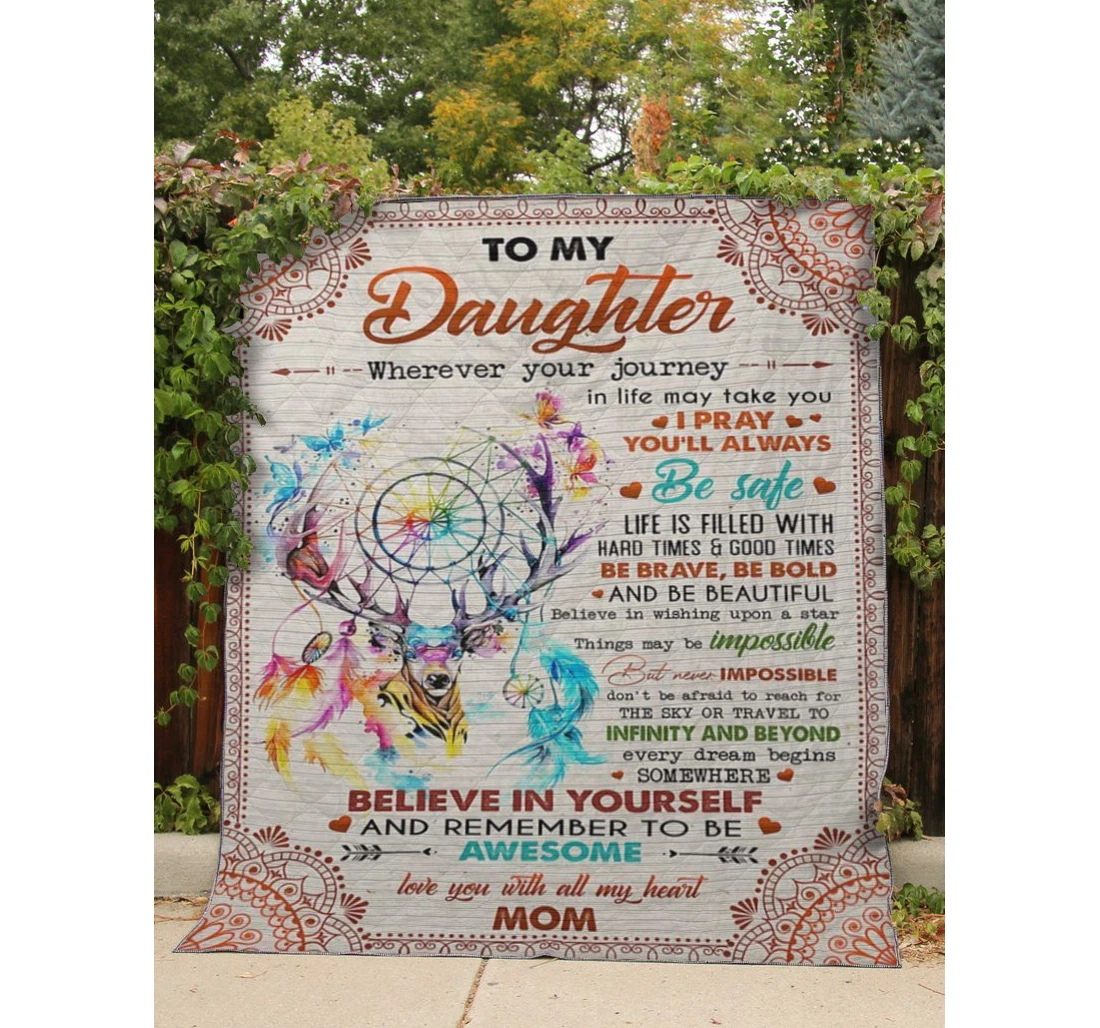 Throw Blanket, Quilt - Family To My Daughter Whenever Your Journey In Life Sherpa Fleece