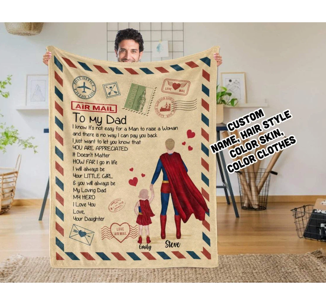 Throw Blanket, Quilt - Family To My Dad My Superman Sherpa Fleece