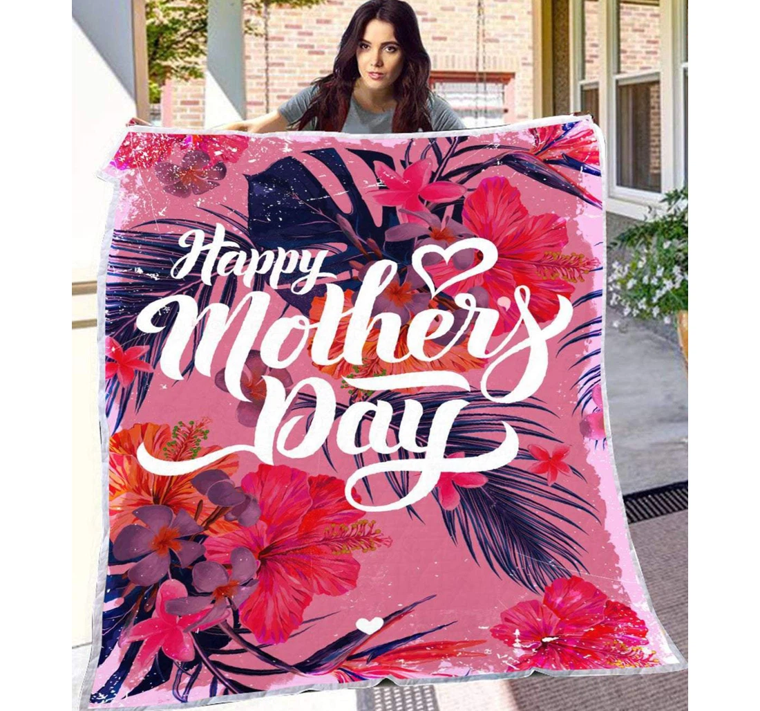 Throw Blanket, Quilt - Family Happy Mother's Day Sherpa Fleece