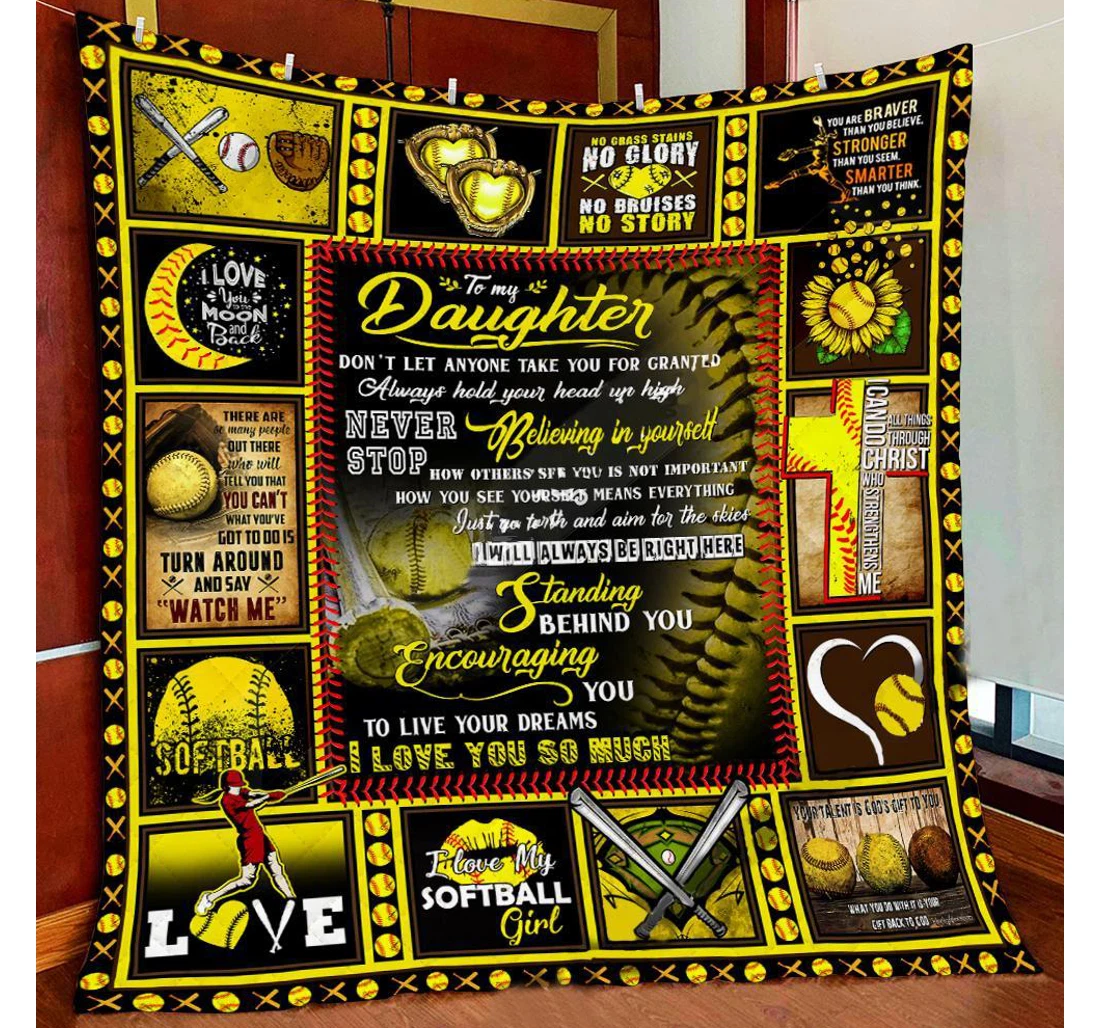 Throw Blanket, Quilt - Personalized To My Daughter Softball Softball Girl Sherpa Fleece