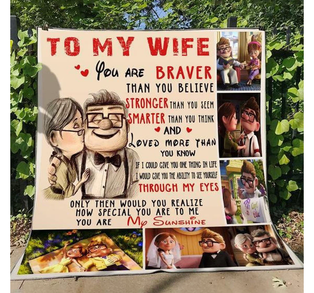 Throw Blanket, Quilt - To My Wife Family You Are Braver Than You Believe Sherpa Fleece