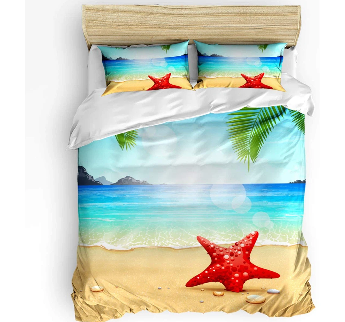 3D Ocean Beach Sunshine Starfish Comforter/Quilt/Doona Cover Set Pillowcase 