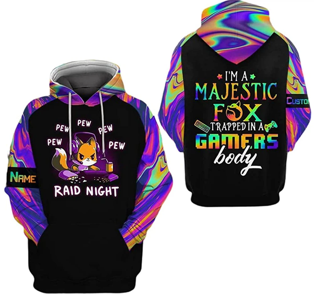 Personalized Name Foxy Gamer I'm A Fox Trapped - 3D Printed Pullover Hoodie