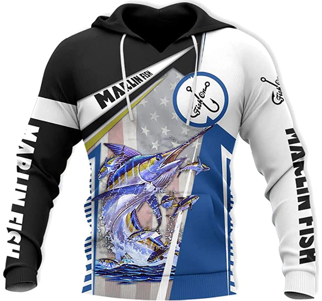 Personalized Name Marlin Fishing - 3D Printed Pullover Hoodie
