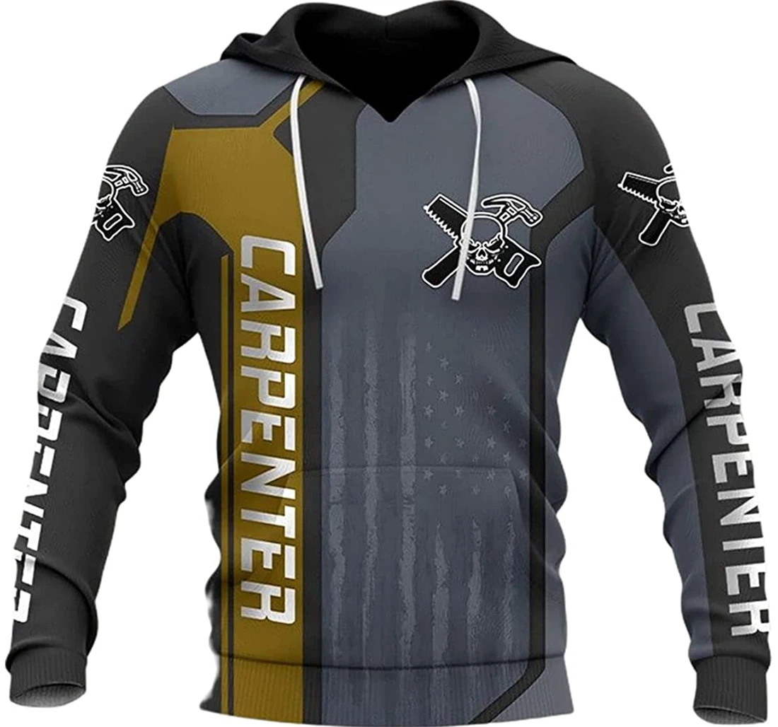 Personalized Name Carpenter Usa Flag The Hardest Part Of My Job - 3D Printed Pullover Hoodie