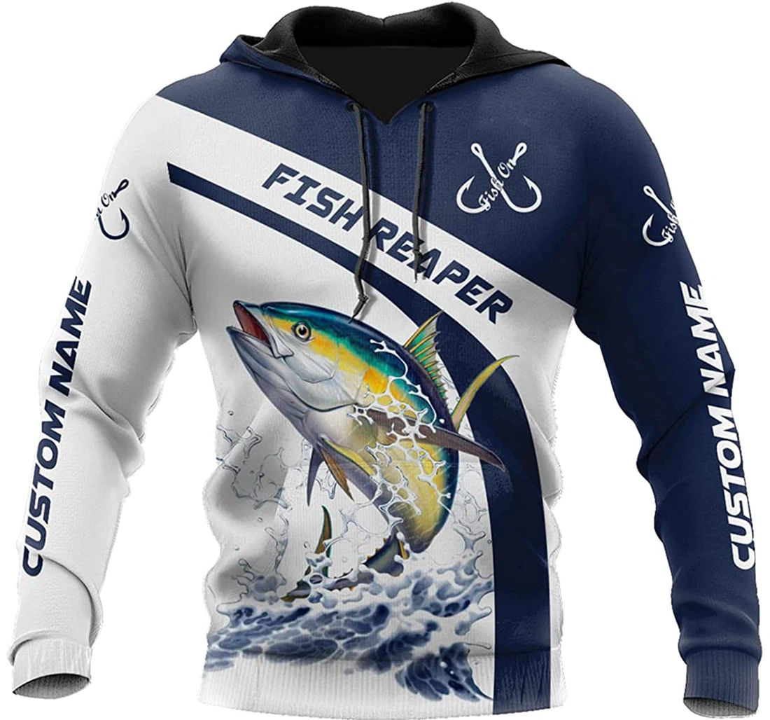 Personalized Name Tuna Fishing Fish Reaper Style - 3D Printed Pullover Hoodie