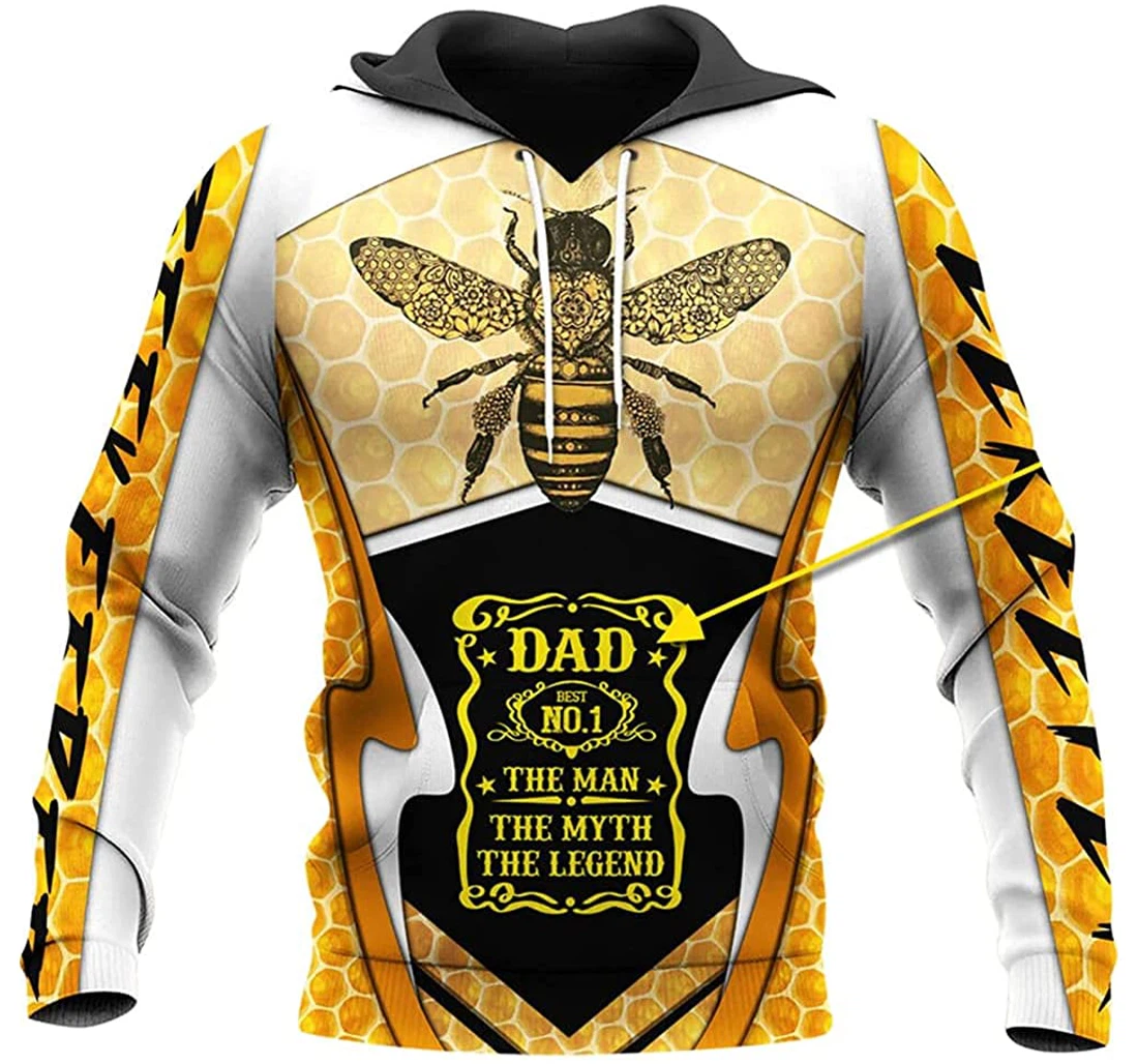 Personalized Name Beekeeper Dad Best No 1 The Man The Myth The Legend - 3D Printed Pullover Hoodie