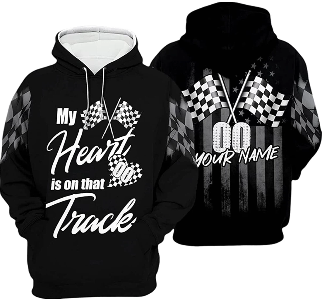 Personalized Name Us Racing My Heart Is On That Race Track - 3D Printed Pullover Hoodie