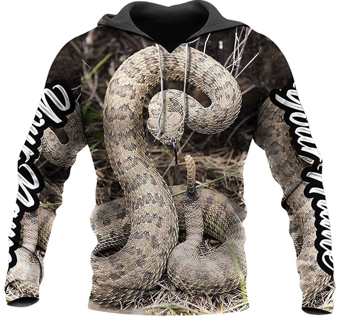 Personalized Name Rattlesnakes Realistic Photo - 3D Printed Pullover Hoodie