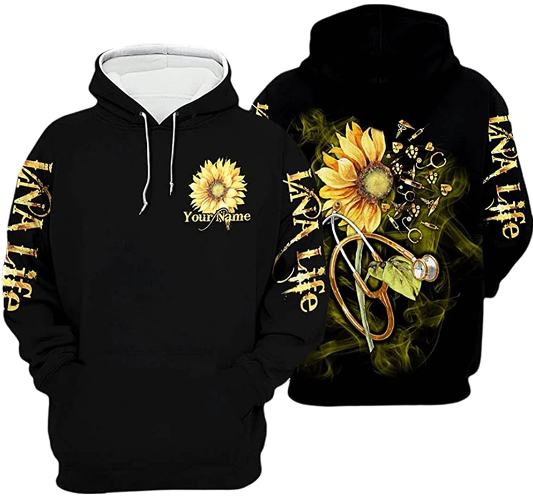 Personalized Name Lna Nurse Sunflower - 3D Printed Pullover Hoodie