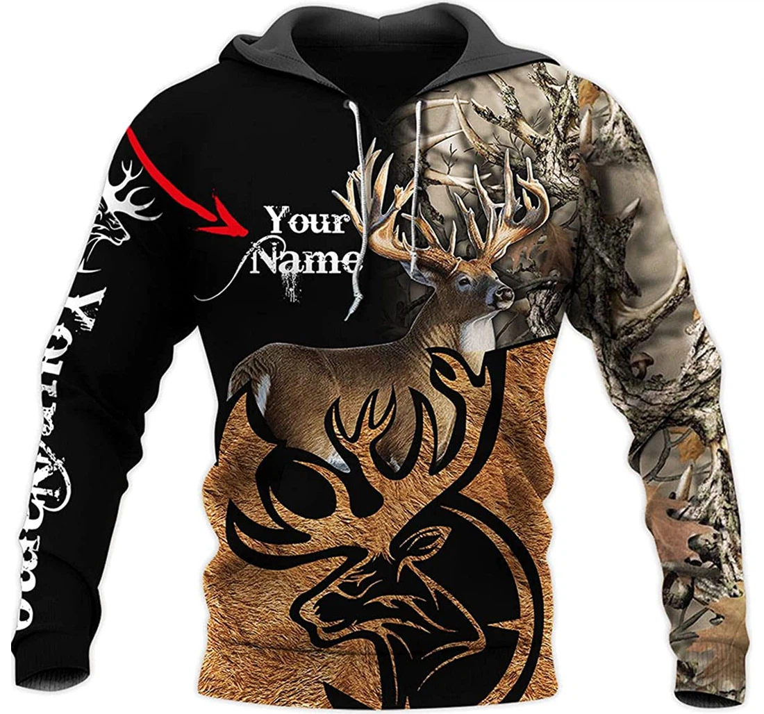 Personalized Name Deer Hunting In The Forest - 3D Printed Pullover Hoodie