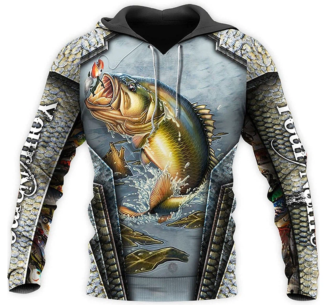 Personalized Name Love Fishing Bite On The Water - 3D Printed Pullover Hoodie