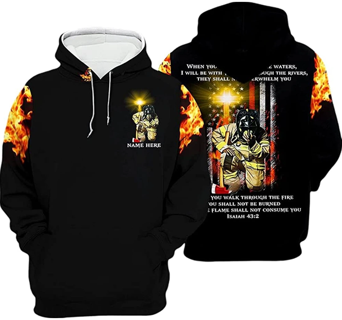 Personalized Name Us Firefighter The Flame Shall Not Consume You - 3D Printed Pullover Hoodie