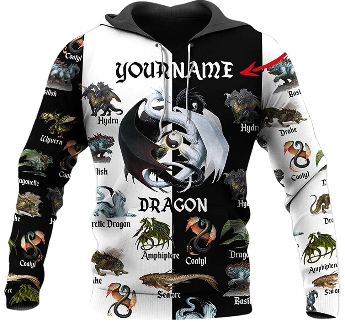 Personalized Name Love Dragon Diversity - 3D Printed Pullover Hoodie