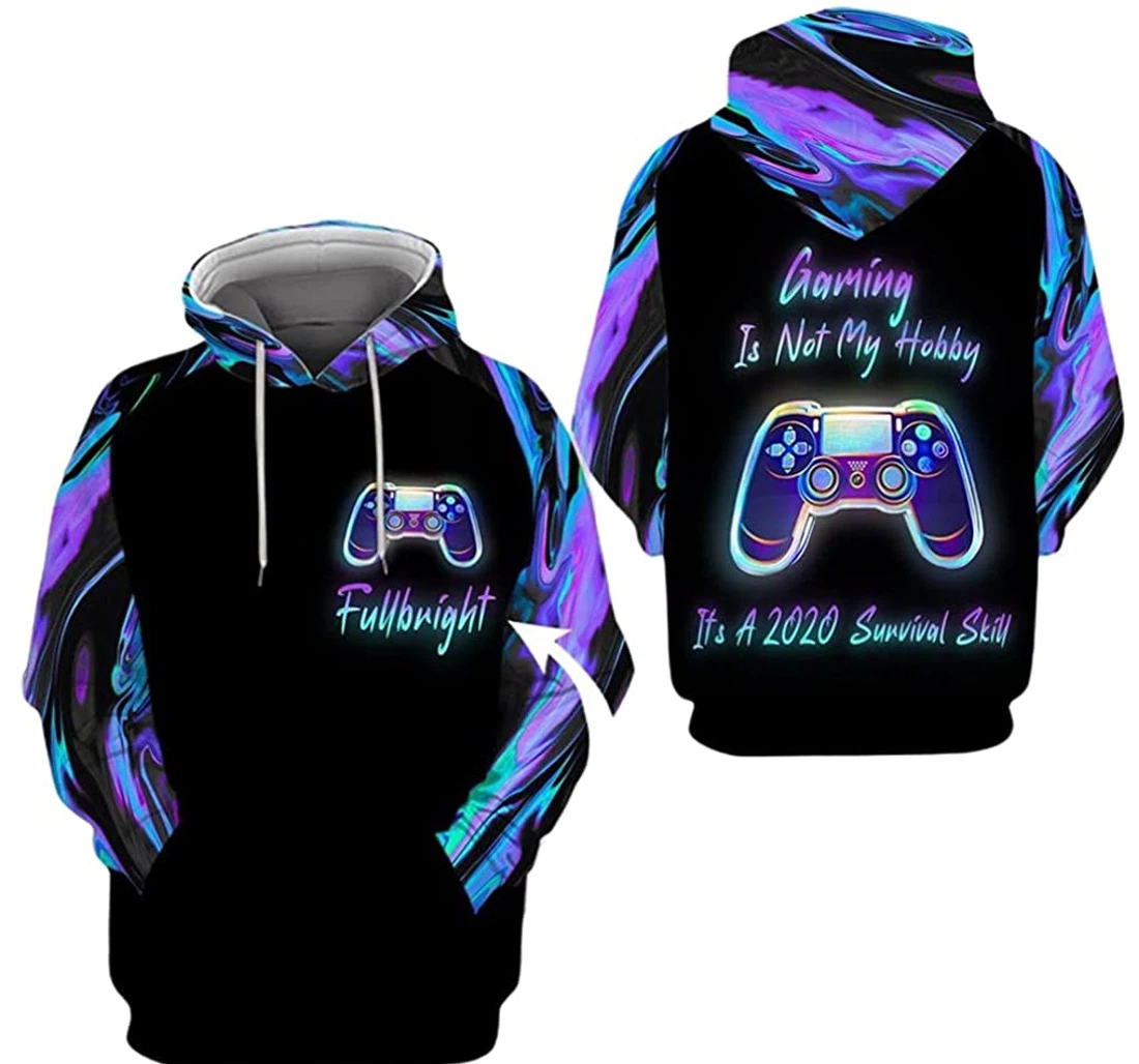 Personalized Name Gamer Gaming Is Not My Hobby It's A Survival Skill - 3D Printed Pullover Hoodie