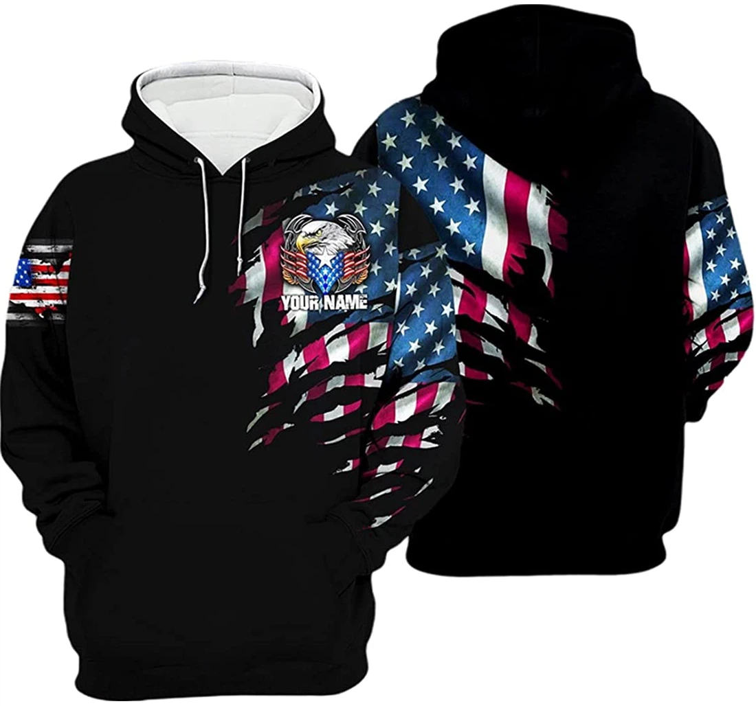 Personalized Name Us Proud American Eagle - 3D Printed Pullover Hoodie