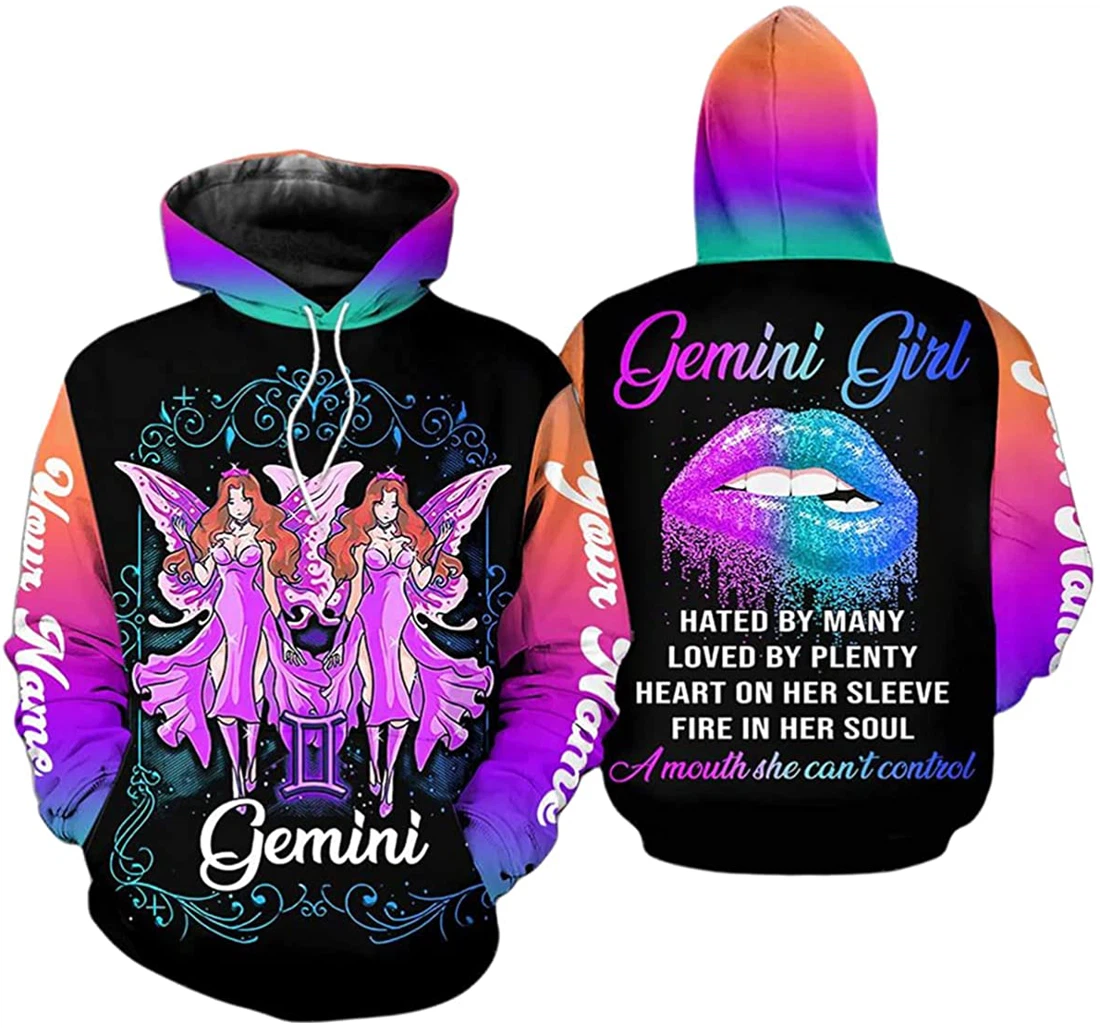 Personalized Name Gemini Girl Hated By Many - 3D Printed Pullover Hoodie