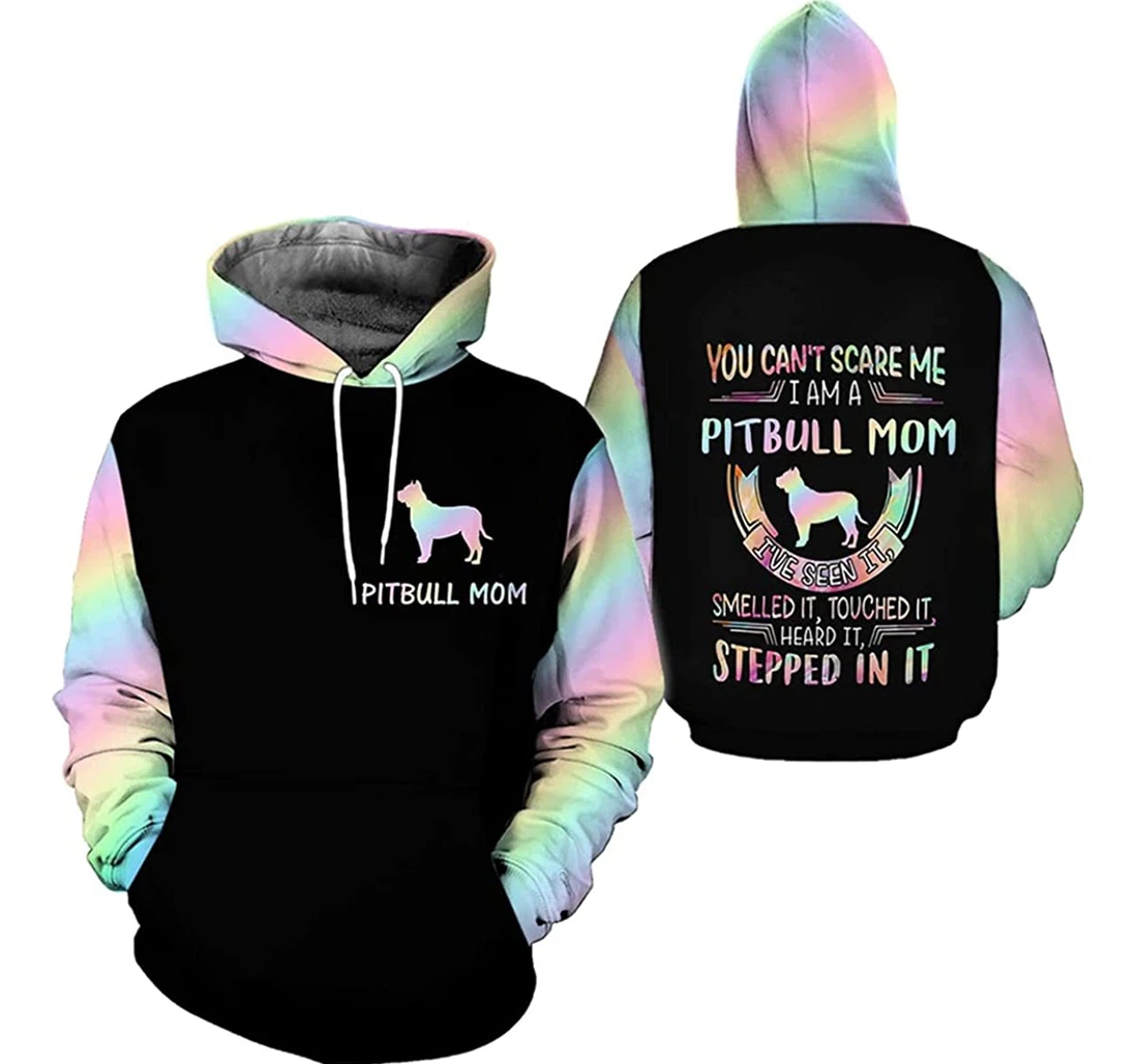 Personalized Name Pitbull You Can't Scare Me I'm A Pitbull Mom - 3D Printed Pullover Hoodie