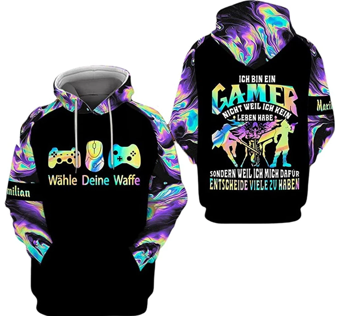 Personalized Name Gamer Ich Bin Ein Gamer Nicht Weil Ich Kein Leben Habe - 3D Printed Pullover Hoodie