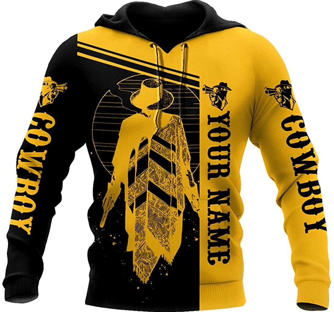 Personalized Name Cowboy And Yellow Pattern - 3D Printed Pullover Hoodie