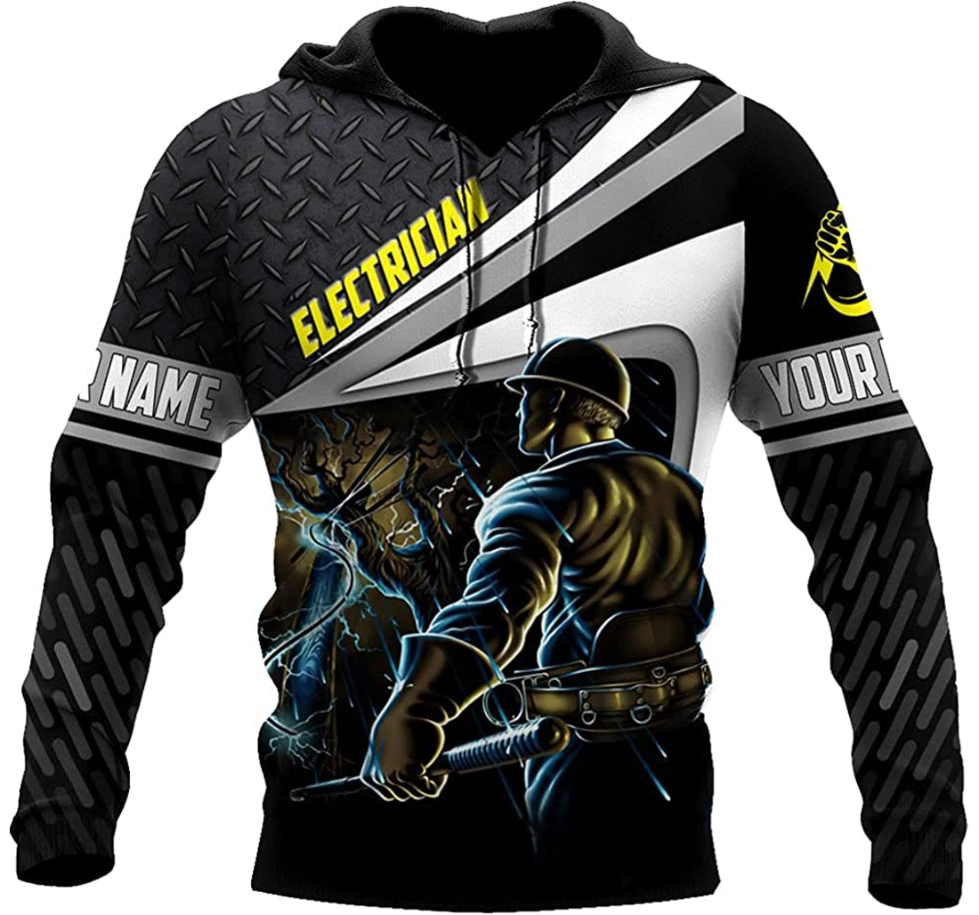 Personalized Name Electrician Electric Man - 3D Printed Pullover Hoodie