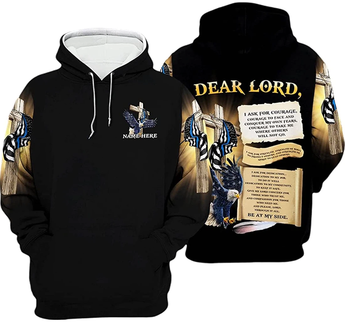 Personalized Name Us Blue Eagle's Prayer Jesus Dear Lord - 3D Printed Pullover Hoodie