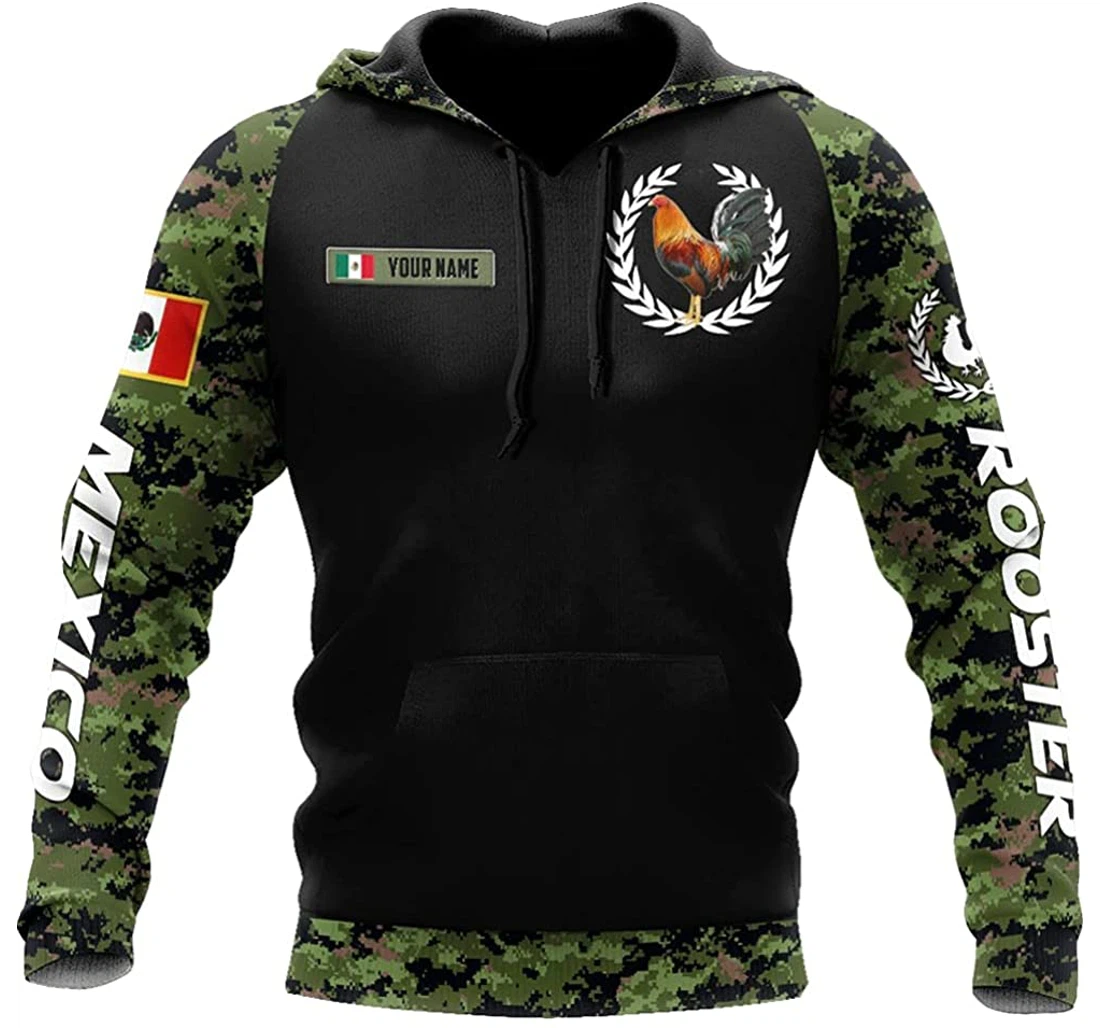 Personalized Name Mexico Rooster Camo Background - 3D Printed Pullover Hoodie