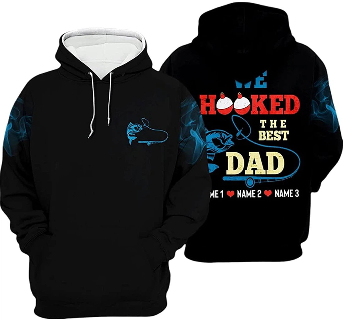 Personalized Name Fishing Dad We Hooked The Best Dad - 3D Printed Pullover Hoodie