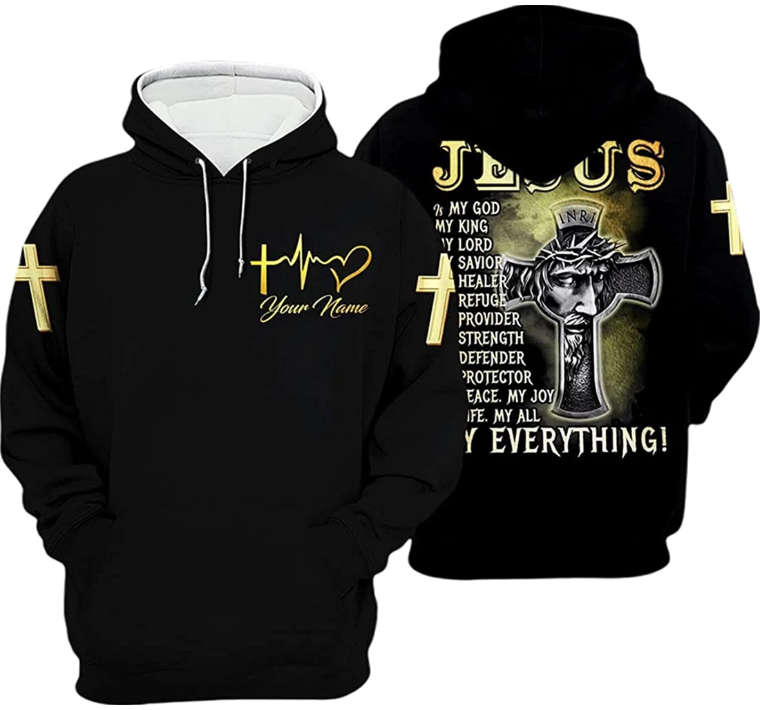 Personalized Name Jesus Is My Everything - 3D Printed Pullover Hoodie