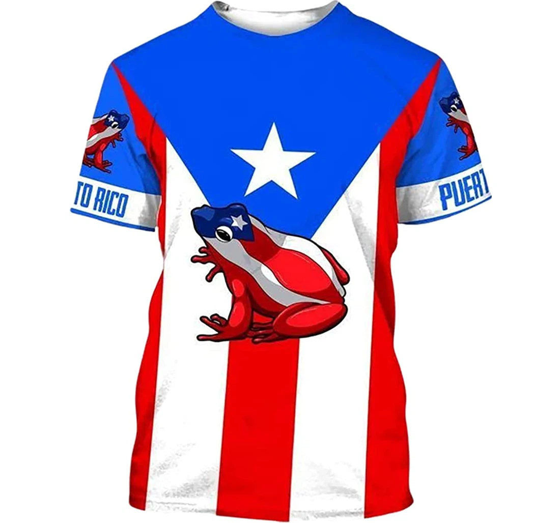 Personalized Name Puerto Rico Frog Symbol Flag - 3D Printed Pullover Hoodie